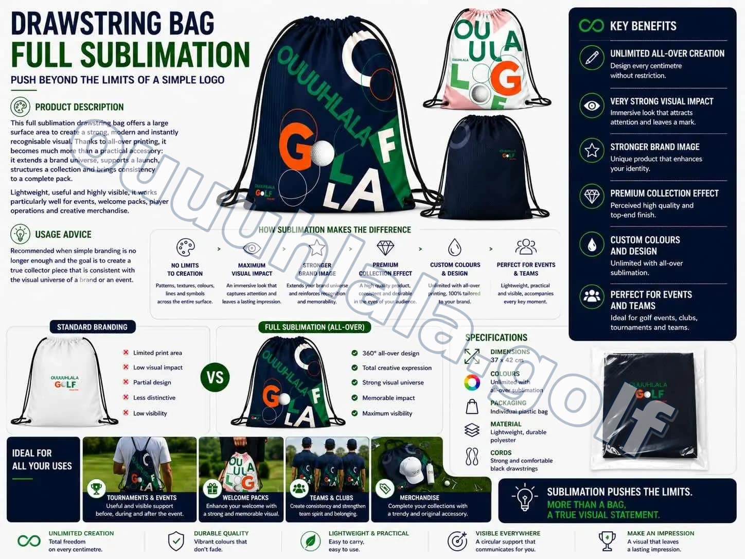 Custom Full Sublimation Drawstring Bag
