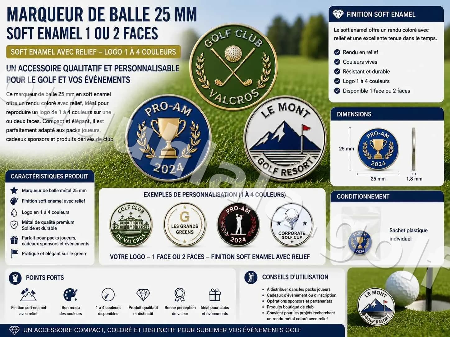 Marqueur de balle 25 mm soft enamel 1 face
