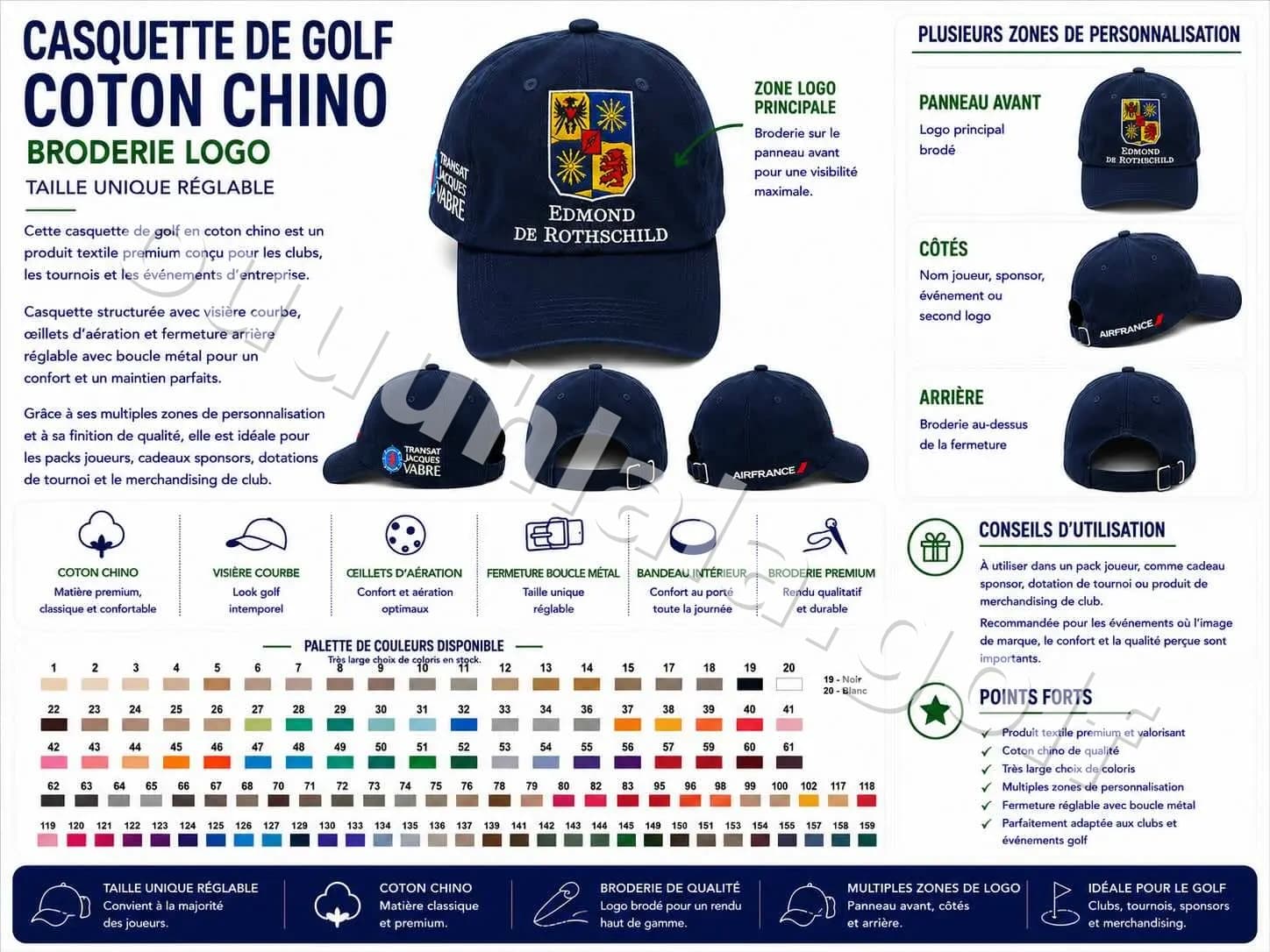 Casquette de golf en chino coton