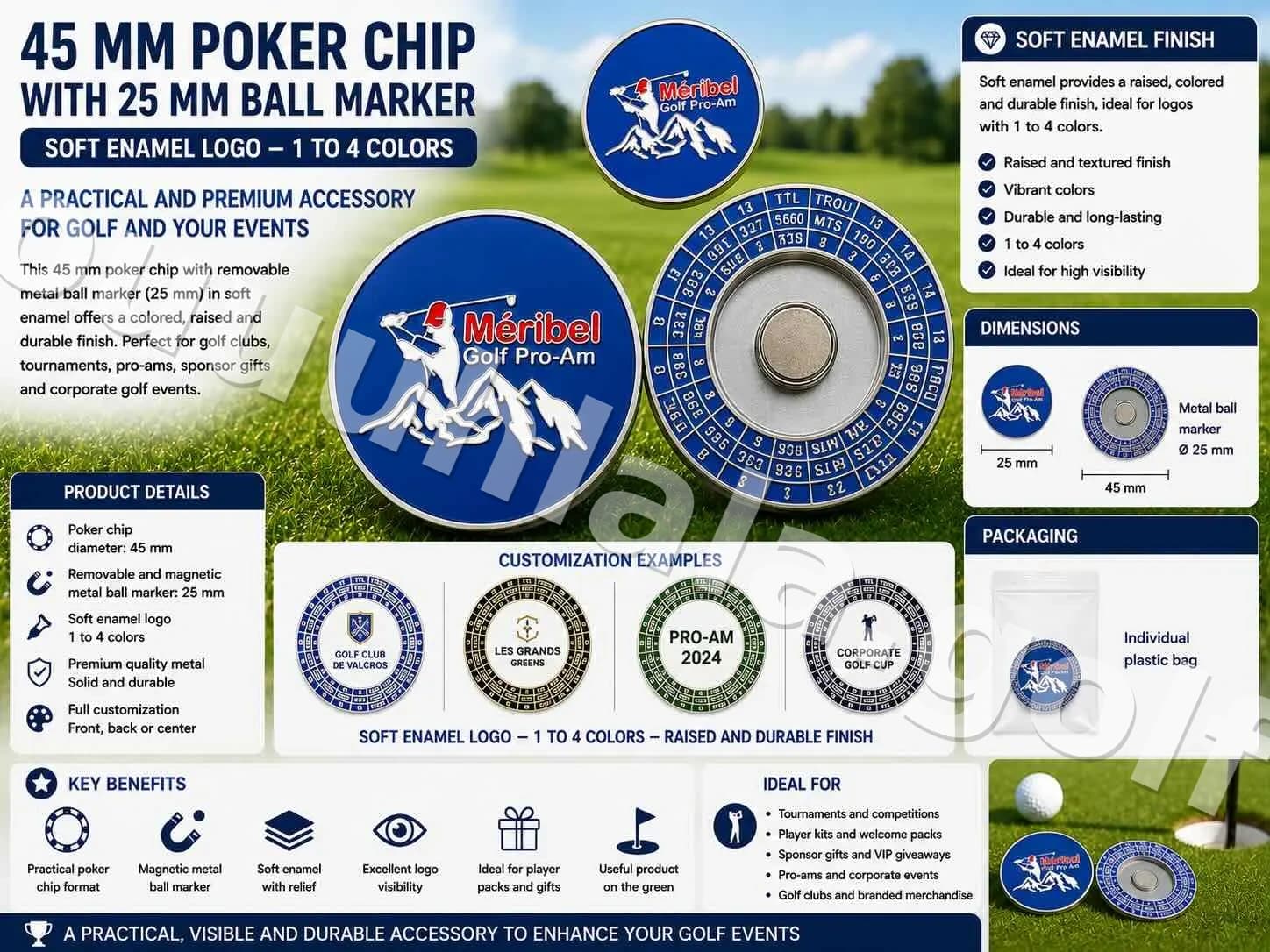 45 mm Poker Chip with 25 mm Ball Marker - Soft Enamel