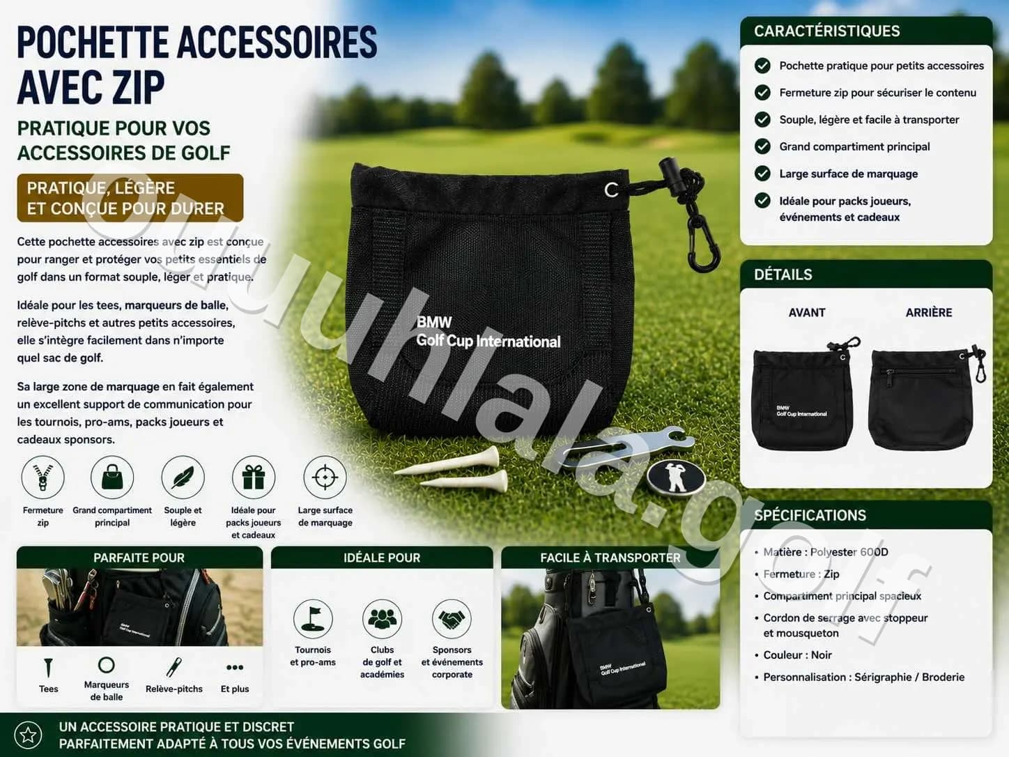 Pochette accessoires avec zip