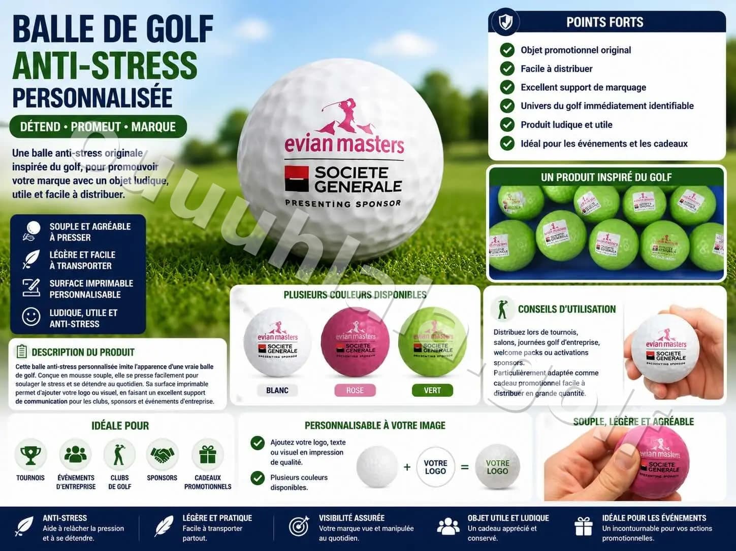 Balle de golf anti-stress personnalisée