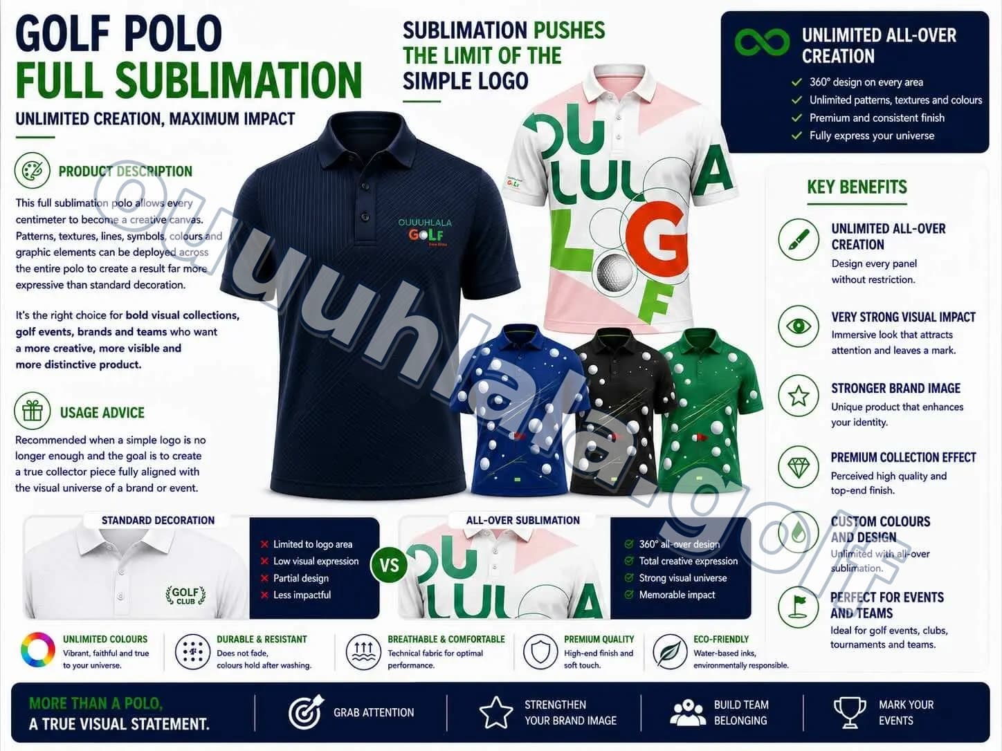 Custom Full Sublimation Golf Polo