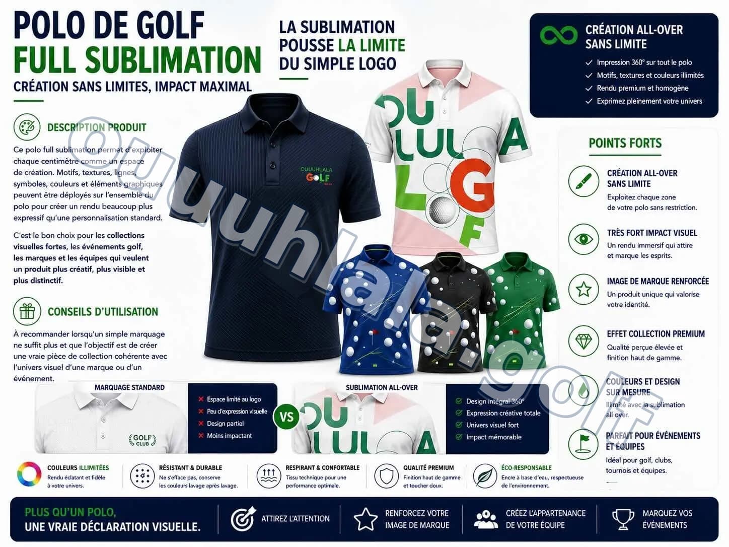 Polo golf full sublimation personnalisé