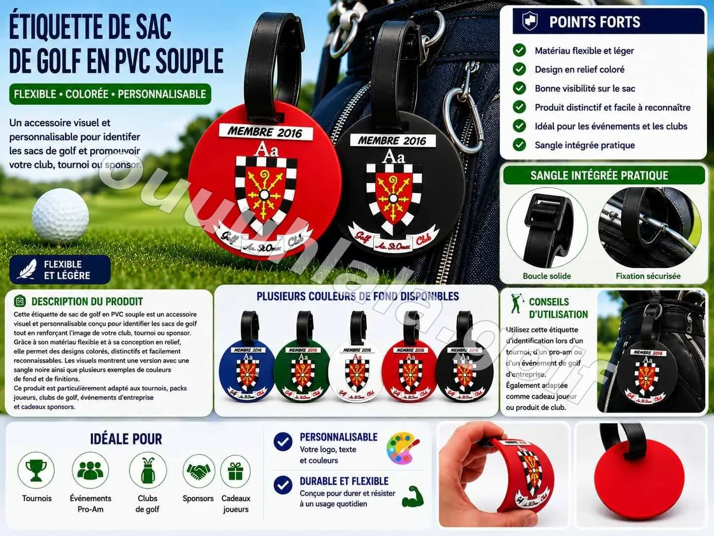 Badge de sac de golf en soft PVC