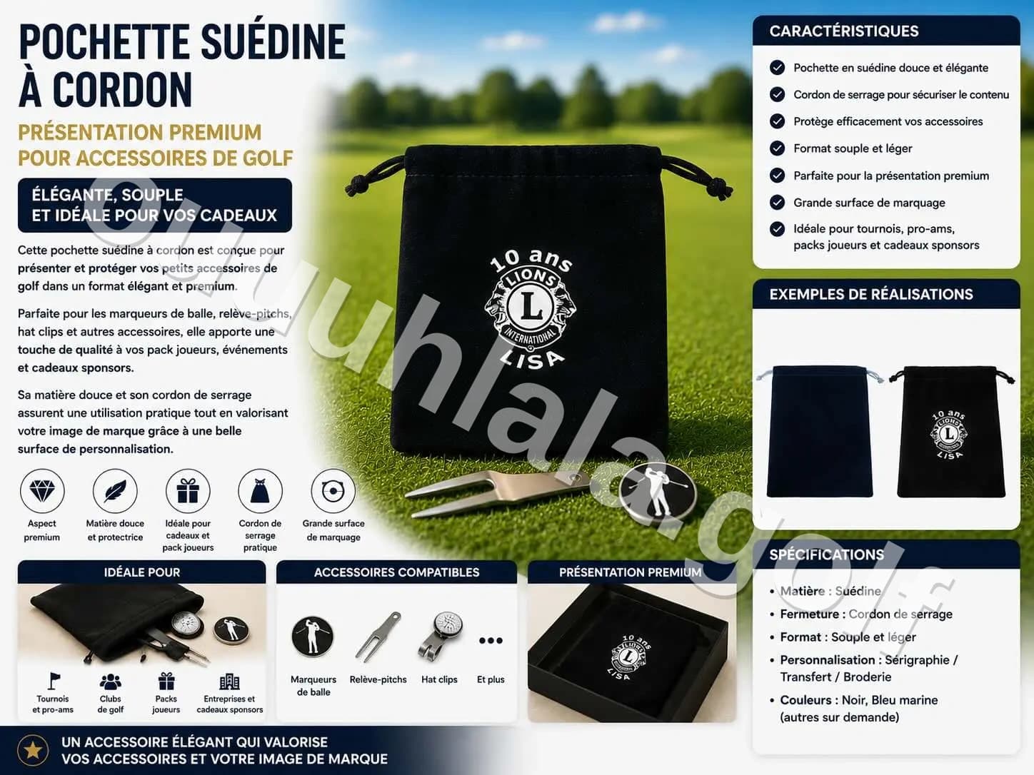 Pochette suedine avec cordon