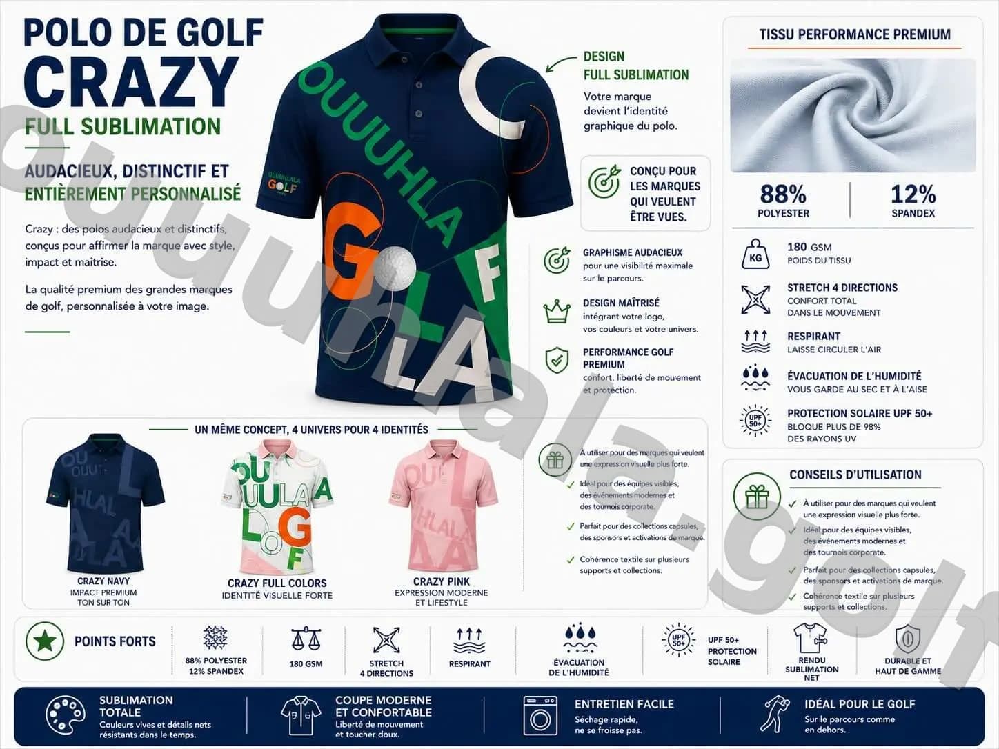 Crazy - Le Polo Sublimation Premium Réinventé