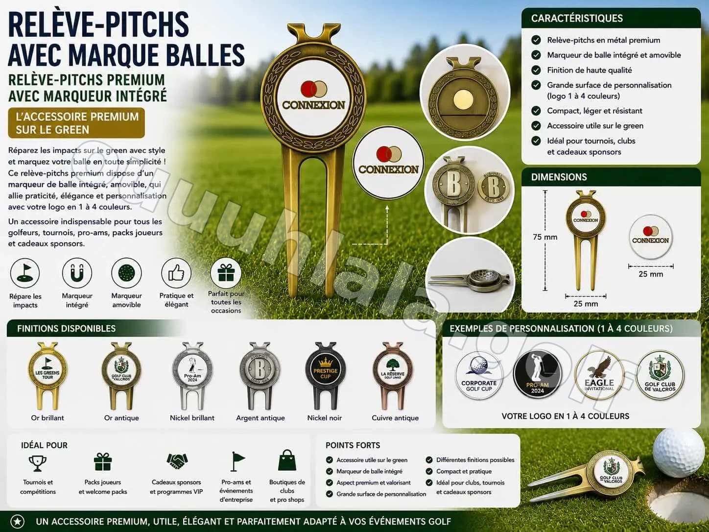 Relève-pitchs avec marque balles